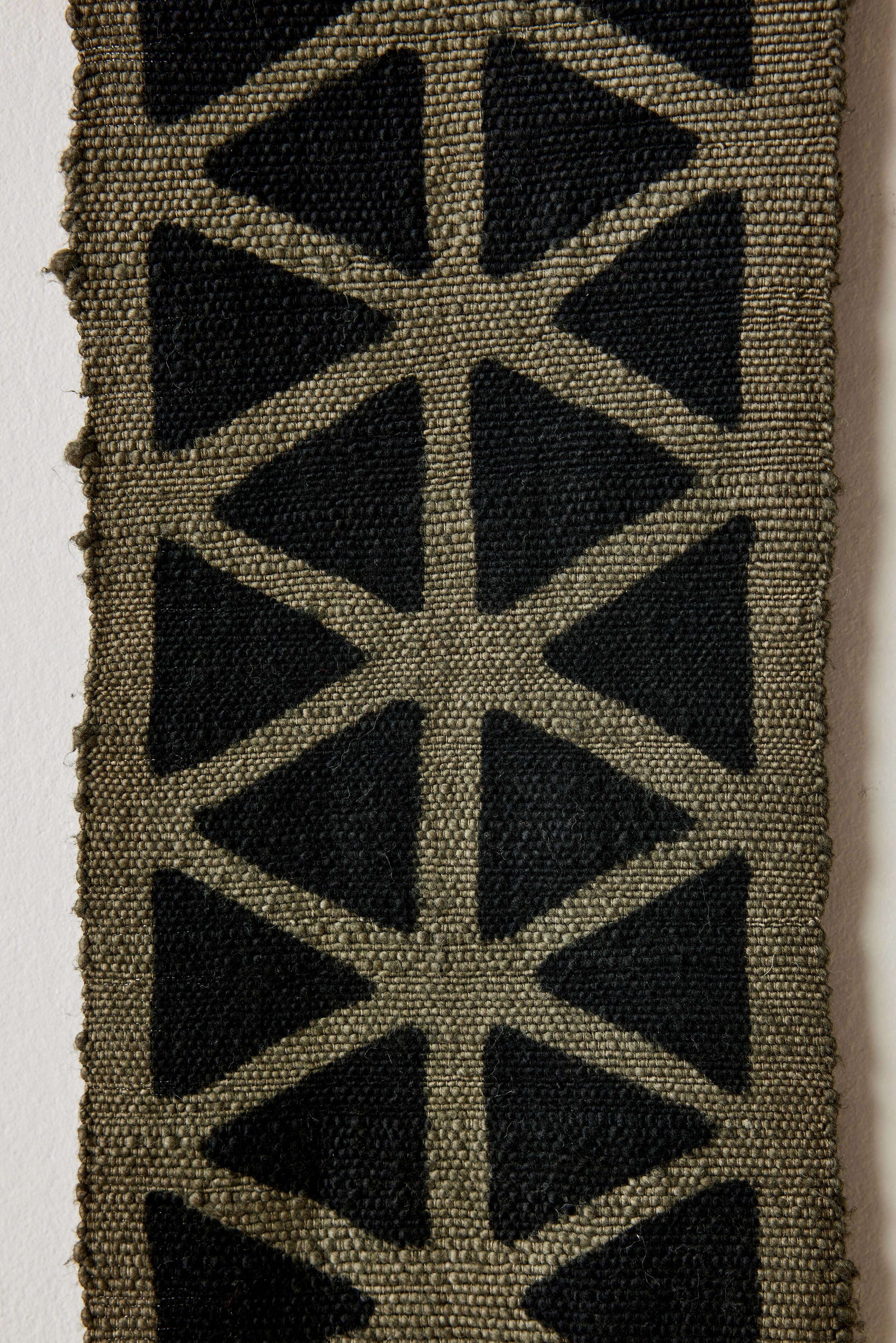 Longevity Bogolan Wall Totem in Grey with Black Triangles Kanju Interiors