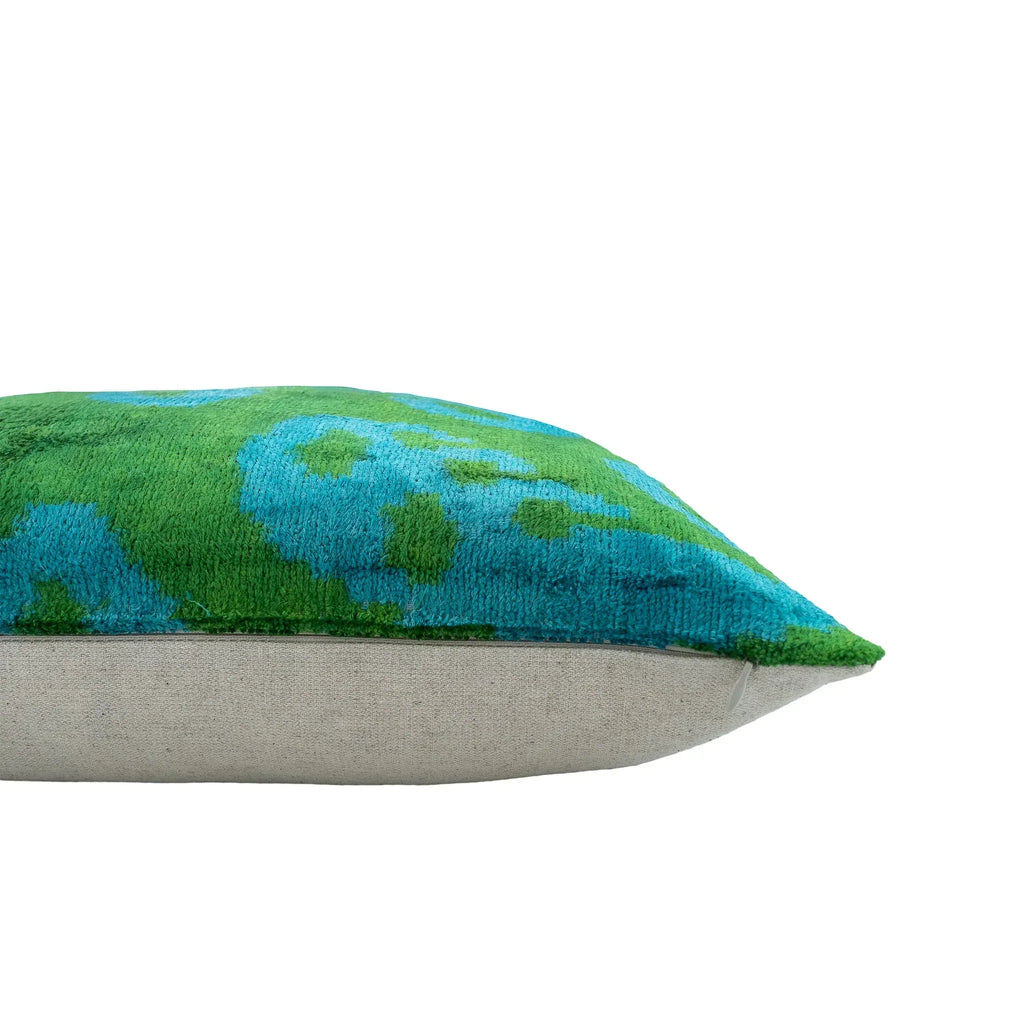 Lotus Silk Velvet Ikat Pillow, 20" X 20", back view - House Of Avana