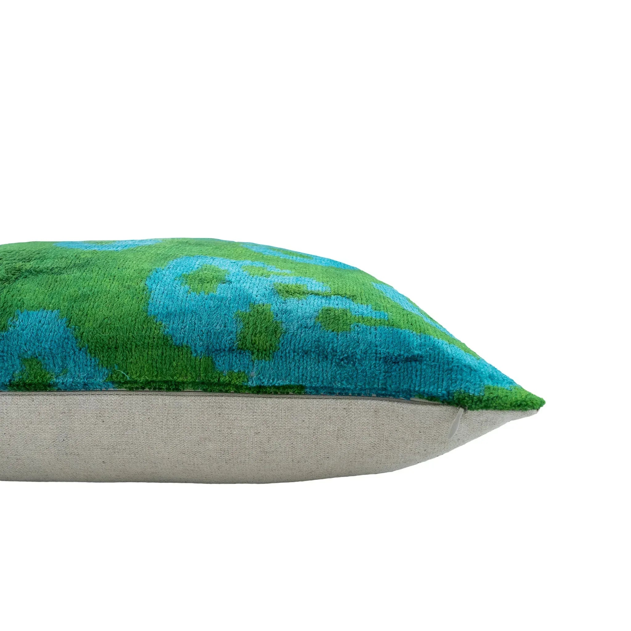 Lotus Silk Velvet Ikat Pillow, 20" X 20", back view - House Of Avana