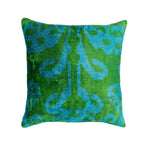 Lotus Silk Velvet Ikat Pillow, 20" X 20", front view - House Of Avana