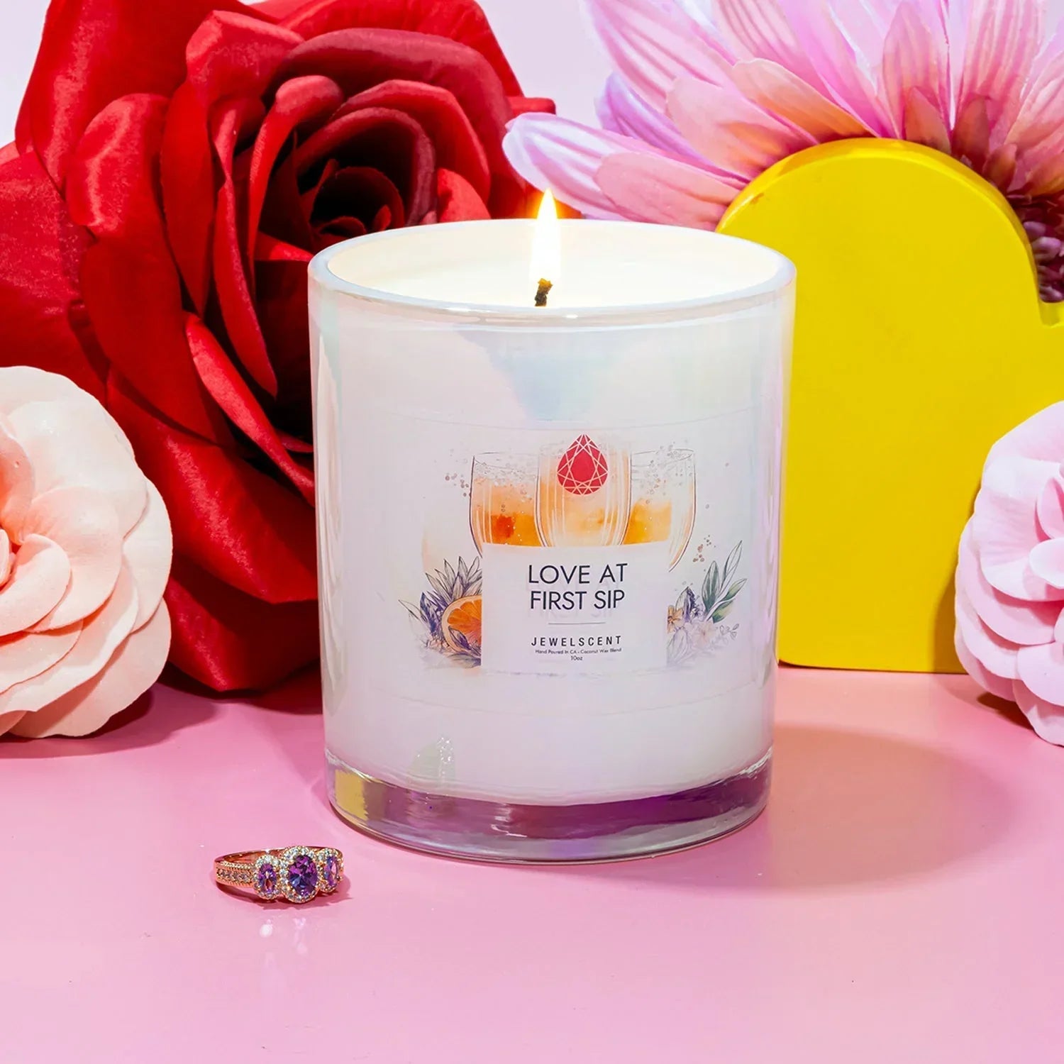 Love At First Sip Iridescent 10oz Signature Jewelry Candle JewelScent