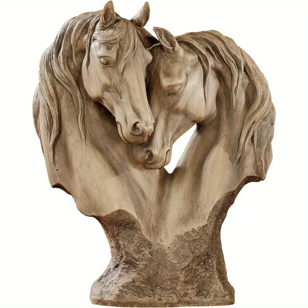 Loving Horses Pair Sculpture, side view - House Of Avana