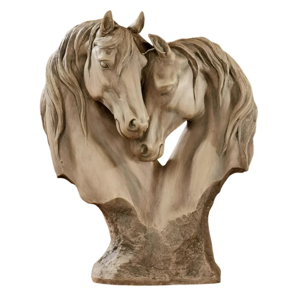 Loving Horses Pair Sculpture, front view - House Of Avana