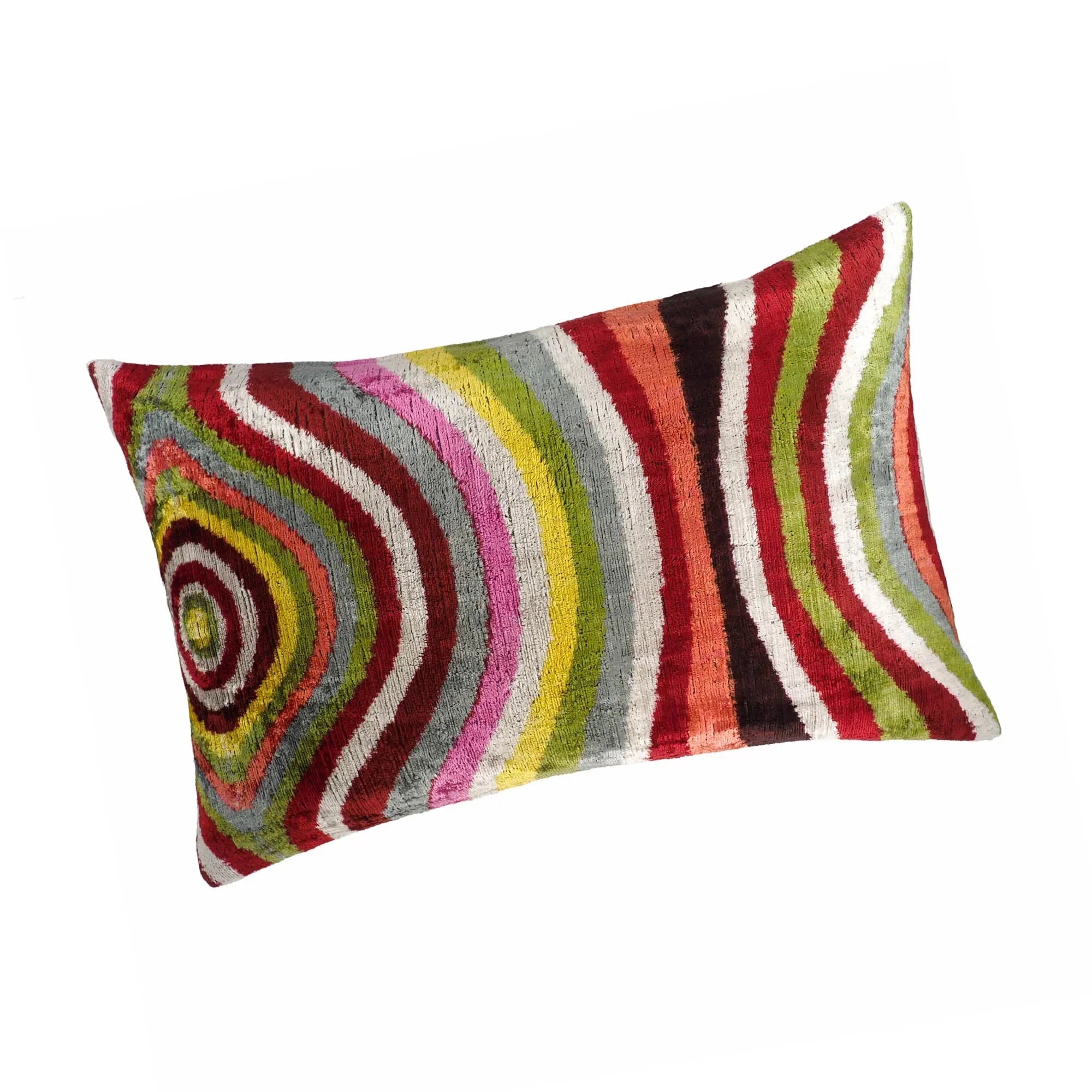 Lucid Silk Velvet Ikat Throw Pillow Cover, X 24, back view - House Of Avana