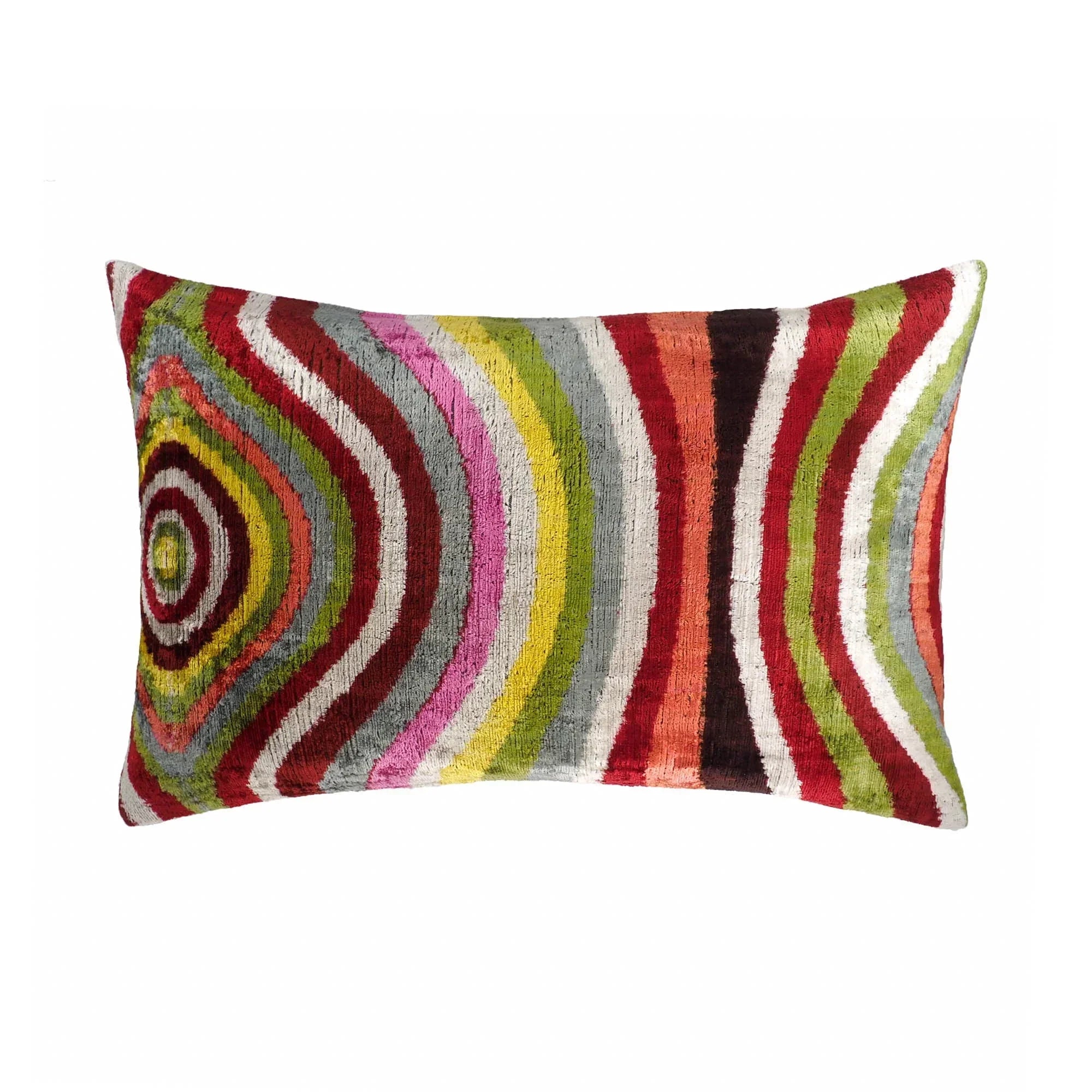 Lucid Silk Velvet Ikat Throw Pillow Cover, X 24, front view - House Of Avana