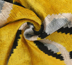 Luxurious 16x16 Silk Velvet Geometric Throw Pillow in Yellow and Gray – Down Feather Insert Canvello