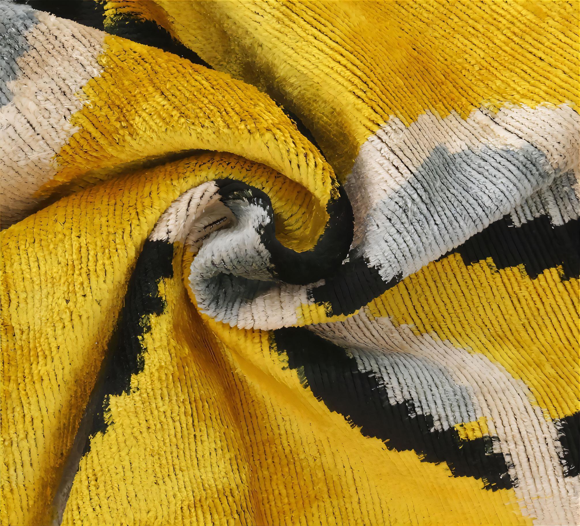 Luxurious 16x16 Silk Velvet Geometric Throw Pillow in Yellow and Gray – Down Feather Insert Canvello