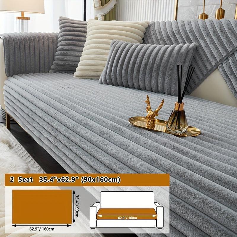 Luxurious Rabbit Fur Sofa Slipcover | Non-Slip Light Grey for dog use topspet