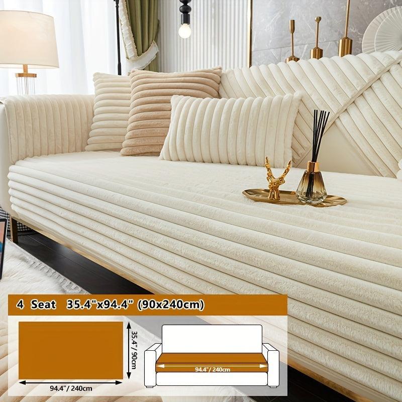 Luxurious Rabbit Fur Sofa Slipcover | Non-Slip Light Grey for dog use topspet
