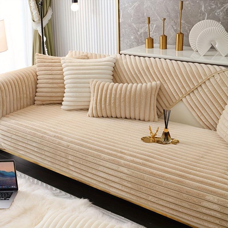 Luxurious Rabbit Fur Sofa Slipcover | Non-Slip Light Grey for dog use topspet