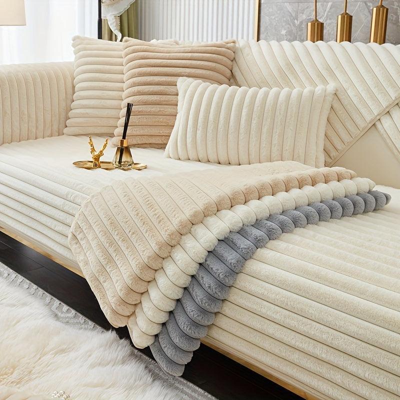 Luxurious Rabbit Fur Sofa Slipcover | Non-Slip Light Grey for dog use topspet