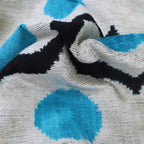 Luxury Blue Orbit Silk Velvet Pillow 16x24 Handmade Luxury Lumbar Cushion Canvello