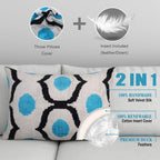 Luxury Blue Orbit Silk Velvet Pillow 16x24 Handmade Luxury Lumbar Cushion Canvello