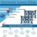 Luxury Blue Orbit Silk Velvet Pillow 16x24 Handmade Luxury Lumbar Cushion Canvello
