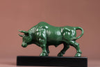 Luxury green rhinoceros statue with polished glossy finish and detailed musculature for home and office decor