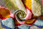 Luxury Handmade Silk Velvet Throw Pillow - 16x24 in, Multicolored Geometric Design with Down Feather Insert Canvello