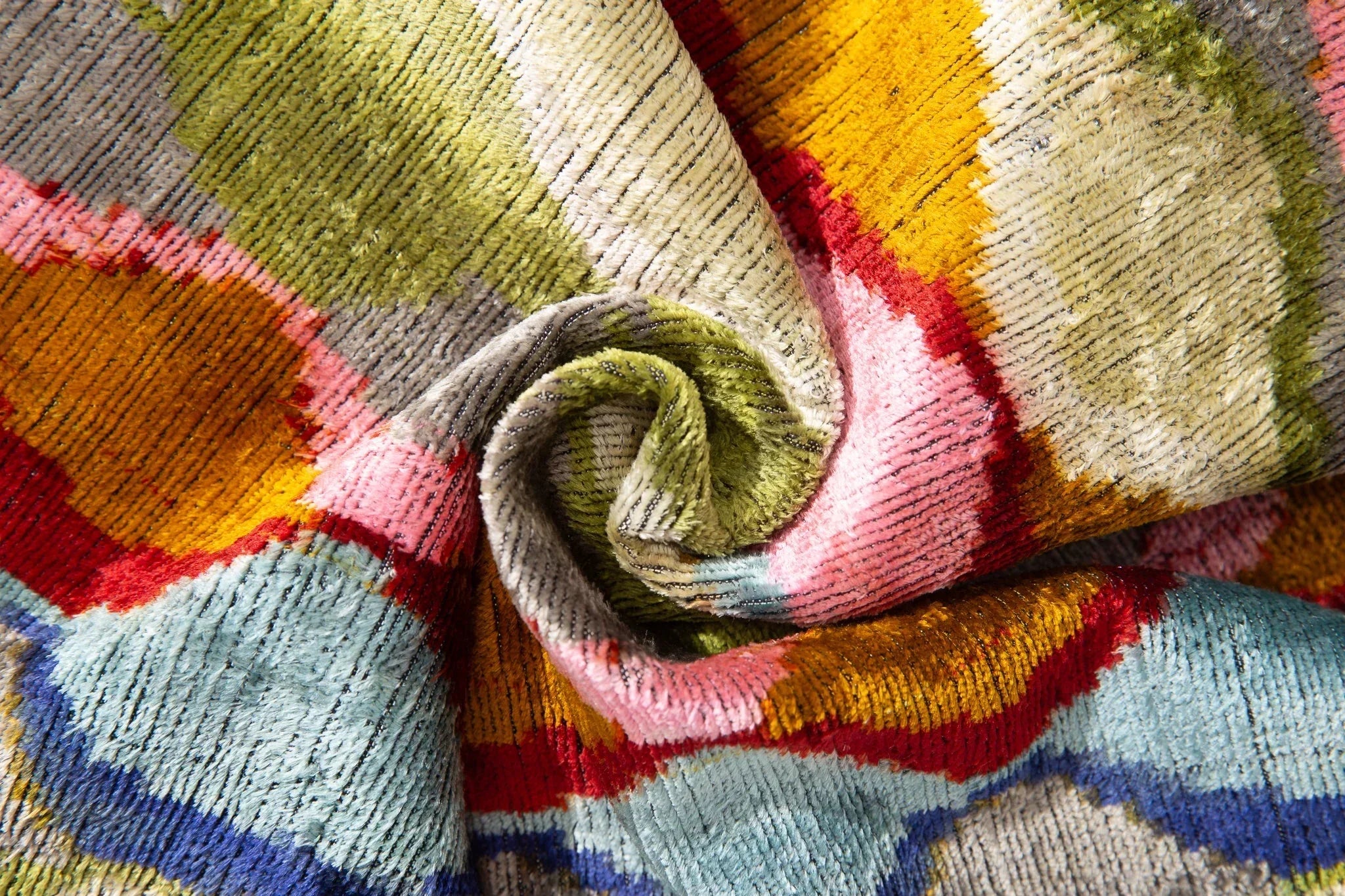 Luxury Handmade Silk Velvet Throw Pillow - 16x24 in, Multicolored Geometric Design with Down Feather Insert Canvello