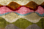 Luxury Handmade Silk Velvet Throw Pillow - 16x24 in, Multicolored Geometric Design with Down Feather Insert Canvello
