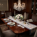 Antique Rose & Bluish Charcoal Hand Block Printed 13 pieces Table Linen Set