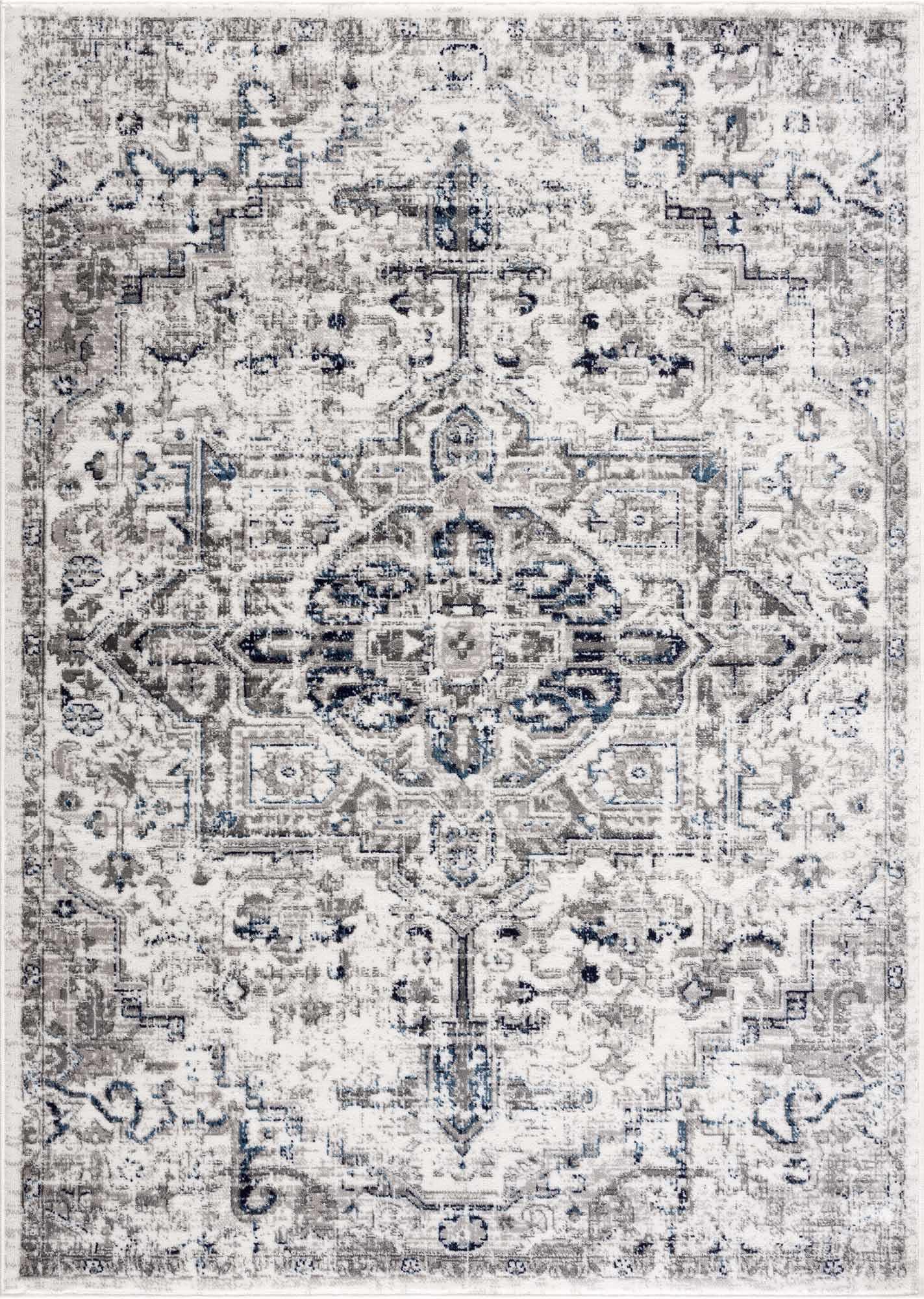 Buenaventura Cream & Navy Area Rug Hauteloom