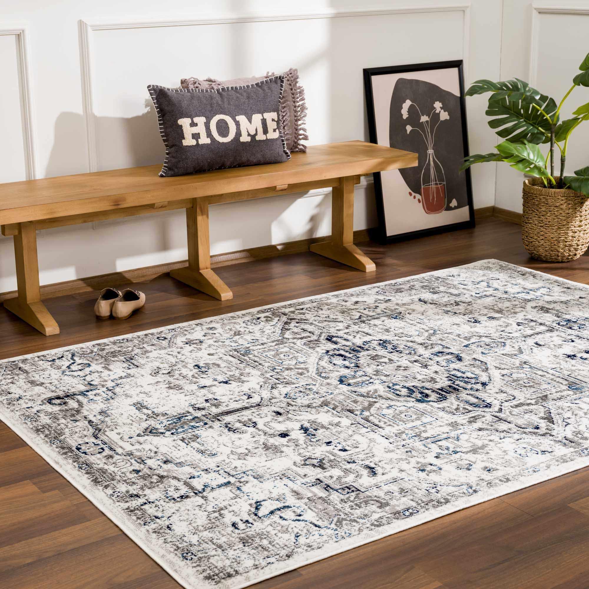 Buenaventura Cream & Navy Area Rug Hauteloom