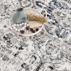 Buenaventura Cream & Navy Area Rug Hauteloom