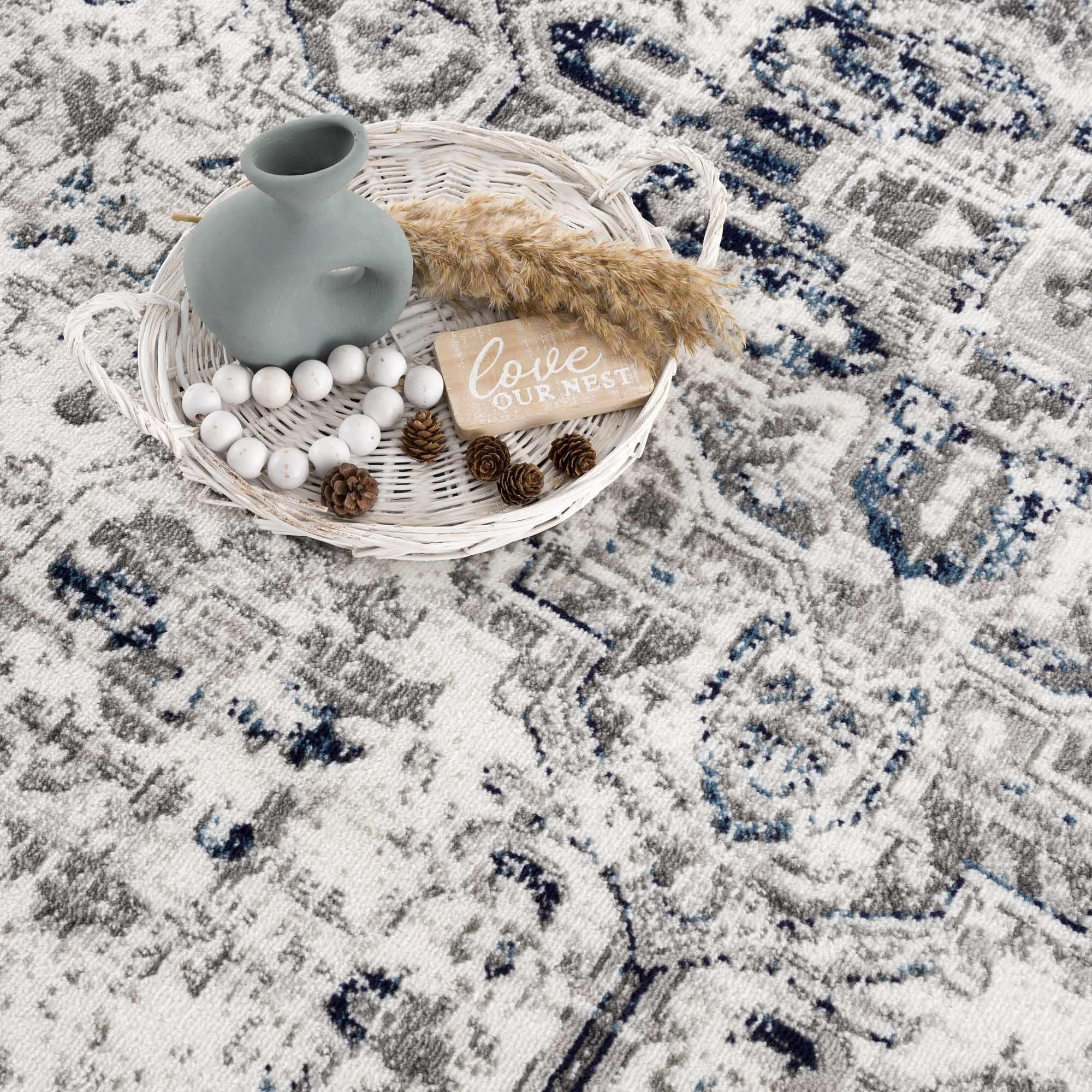 Buenaventura Cream & Navy Area Rug Hauteloom