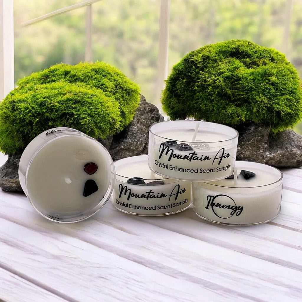 Mountain Air, Premium Coconut-Soy Wax Tea Light Crystal Candle, 1oz - House of Avana