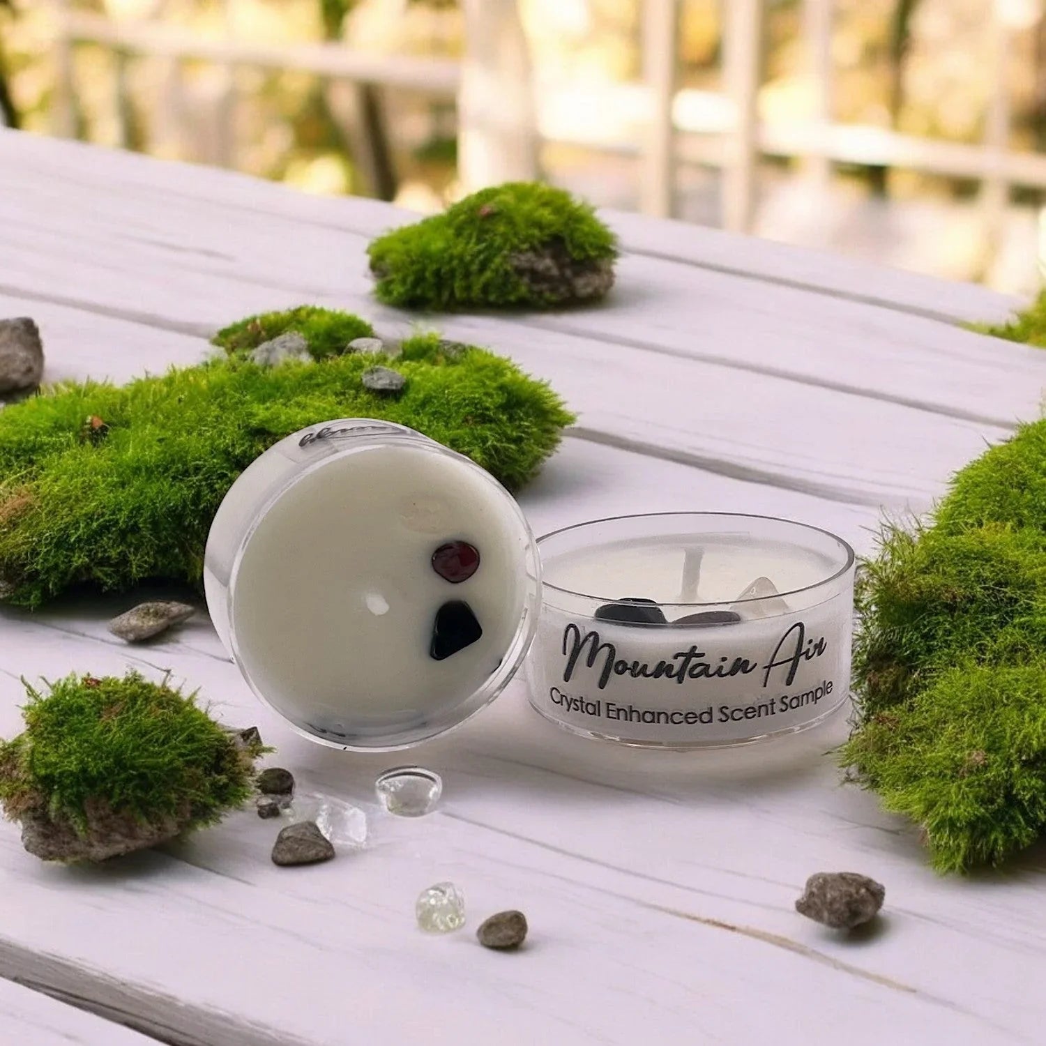 Mountain Air, Premium Coconut-Soy Wax Tea Light Crystal Candle, 1oz - House of Avana