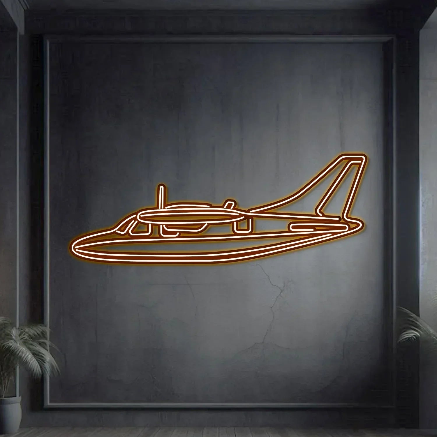 Mu-2k Metal Neon Aircraft Wall Art - Ncn0053, back view - House Of Avana