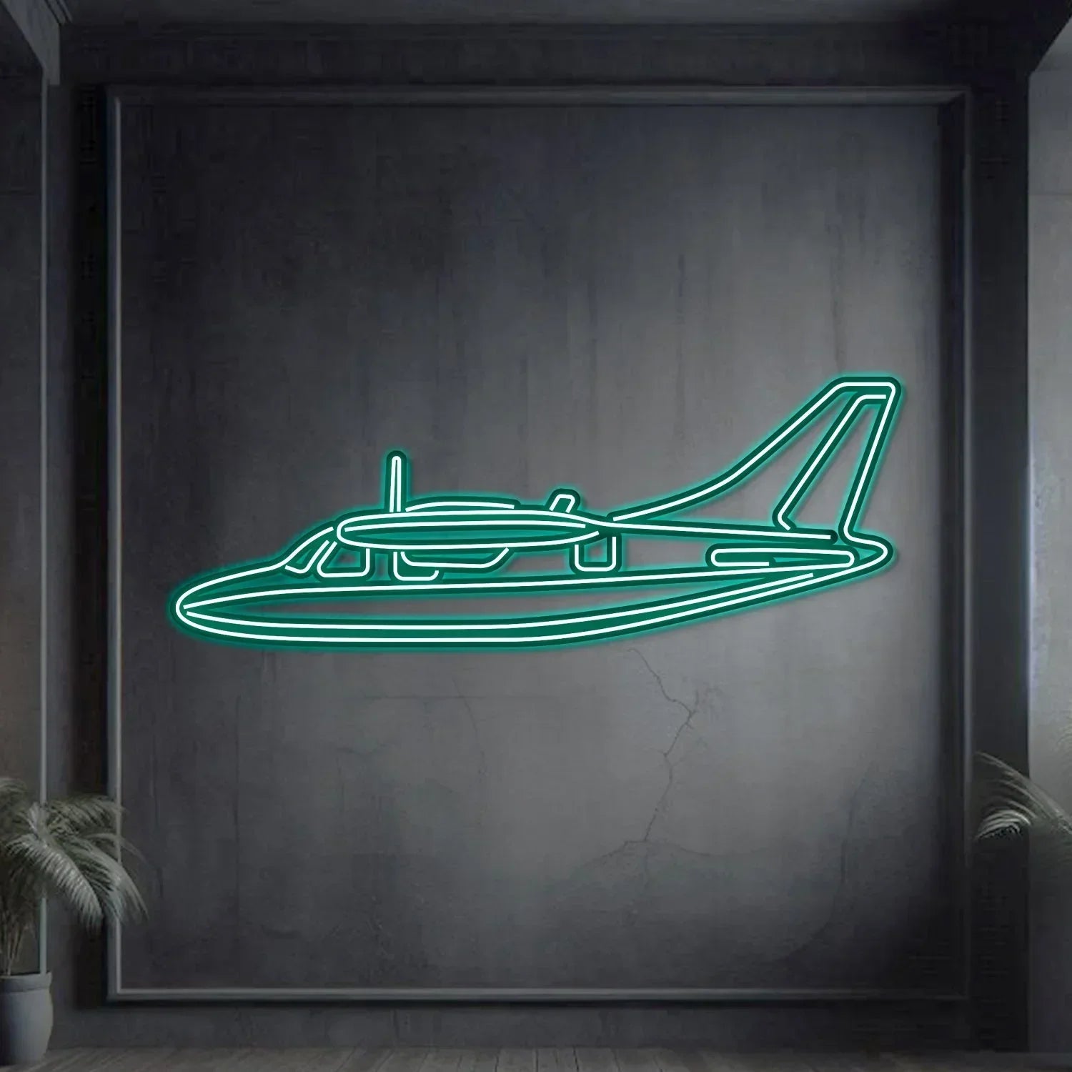Mu-2k Metal Neon Aircraft Wall Art - Ncn0053, lifestyle image - House Of Avana