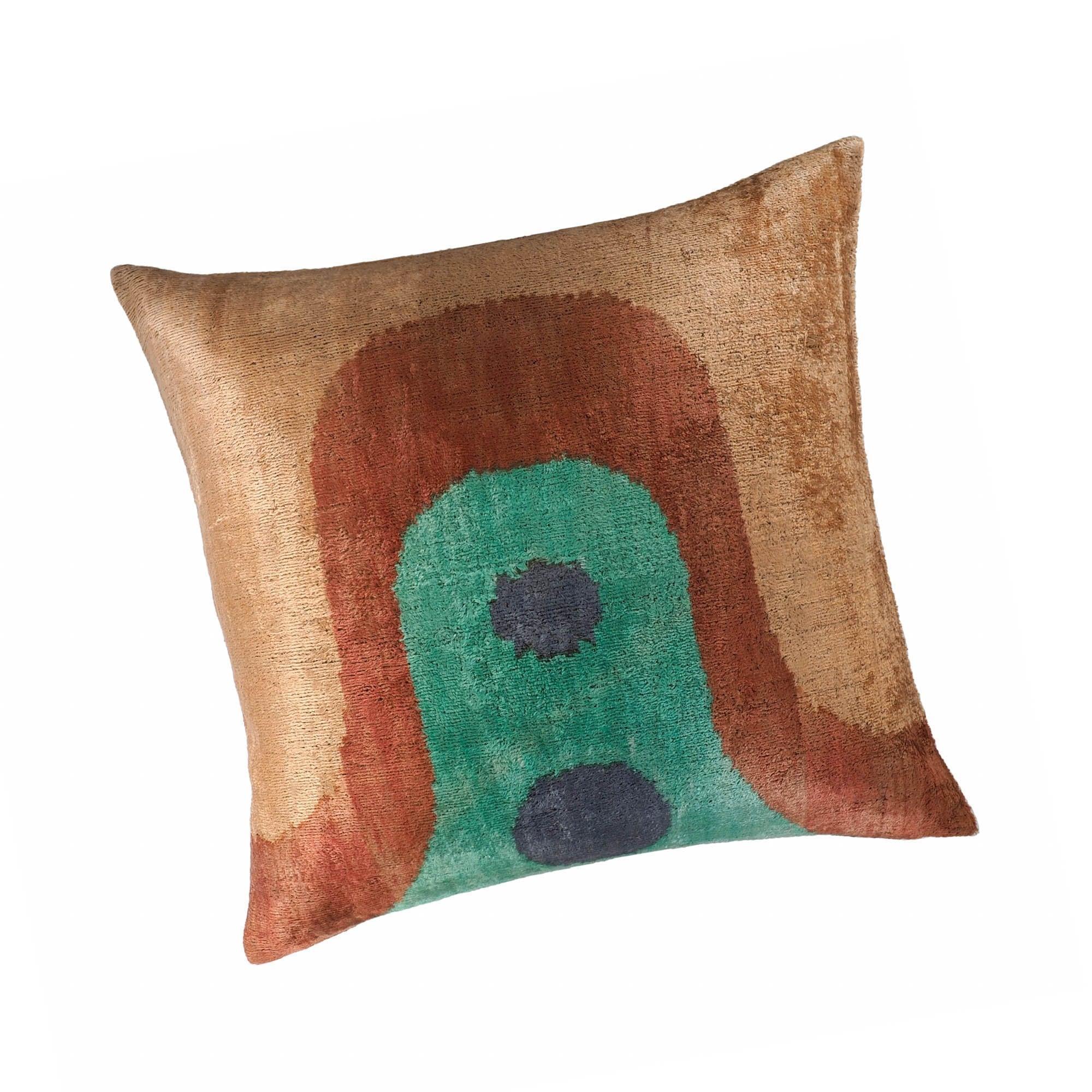 Madonna Silk Velvet Ikat Throw Pillow Cover, X 20, back view - House Of Avana