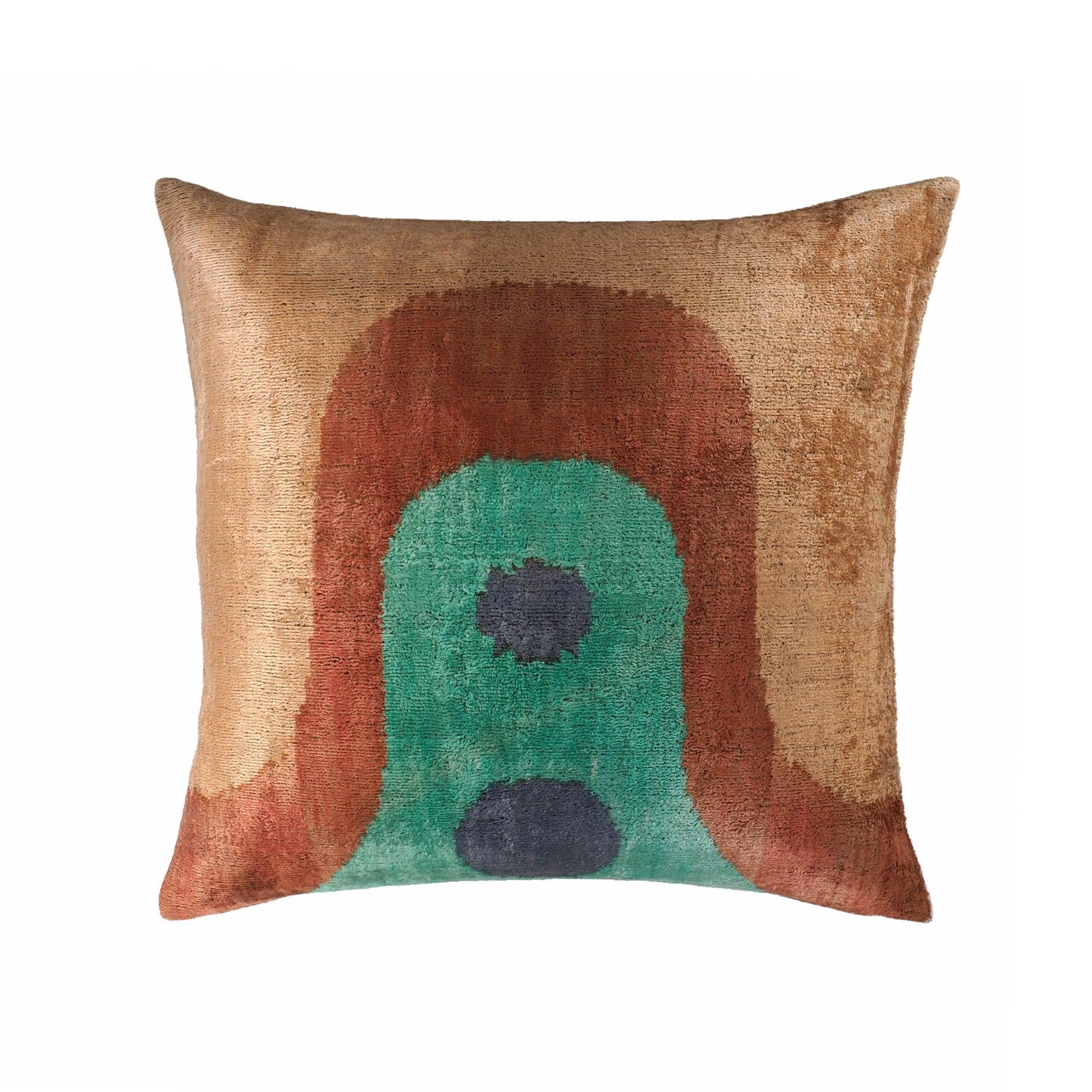 Madonna Silk Velvet Ikat Throw Pillow Cover, X 20, front view - House Of Avana
