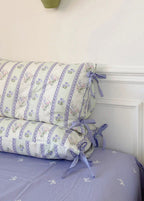 Magnolia Ribbon Bow Tie Floral Bedding Set / Blue Ever Lasting