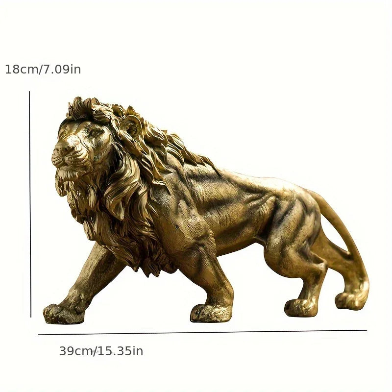 Lion Figurine - Bronze Finish Sculpture, detail shot - House Of Avana