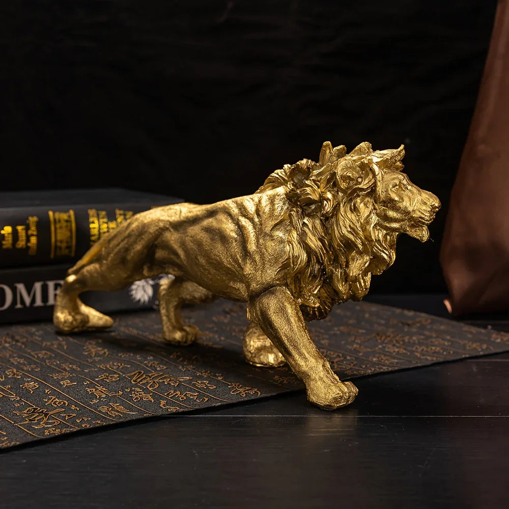 Lion Figurine - Bronze Finish Sculpture, top view - House Of Avana