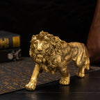 Lion Figurine - Bronze Finish Sculpture, angled view - House Of Avana
