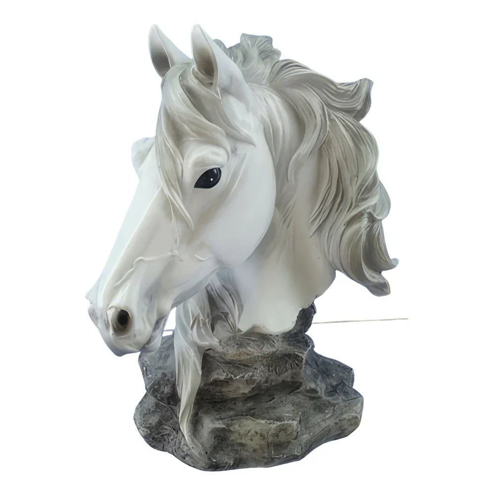 White Horse Bust - Modern Sculpture Figurine, front view - House Of Avana