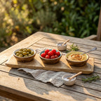 House of Avana Mango Wood Condiment Set with Enamel Bowls
