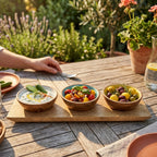 House of Avana Mango Wood Condiment Set with Enamel Bowls