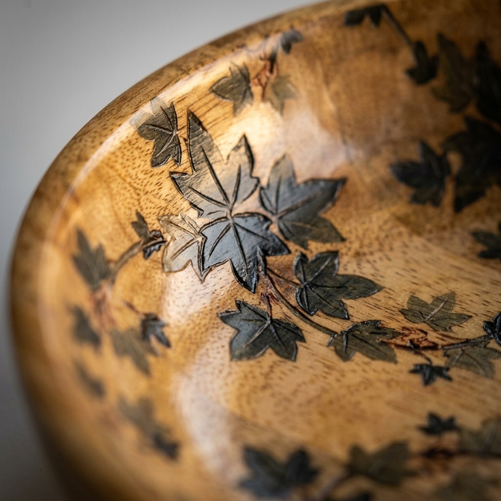House of Avana Transparent Leaf Shape Mango Wood Bowl