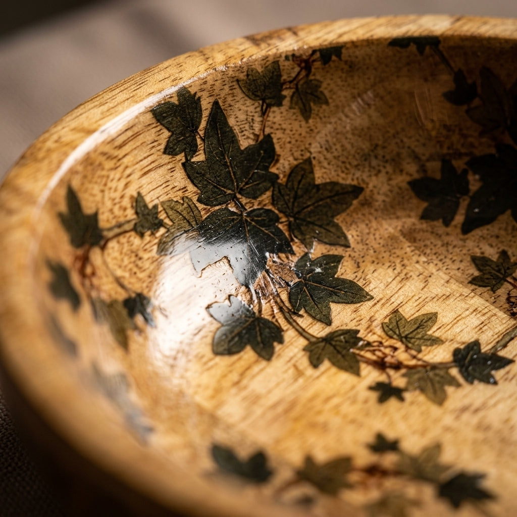 Transparent Leaf Shape Mango Wood Bowl