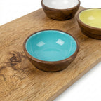 House of Avana Mango Wood Condiment Set with Enamel Bowls