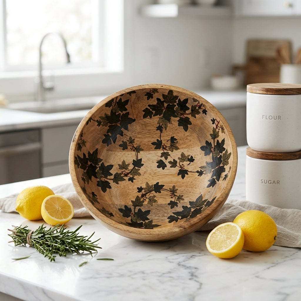 Transparent Leaf Shape Mango Wood Bowl
