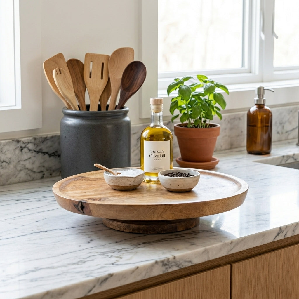 House of Avana Mango Wood Lazy Susan Turntable