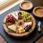 House of Avana Round Tree Mango Wood Platter Set of 3