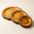 House of Avana Round Tree Mango Wood Platter Set of 3