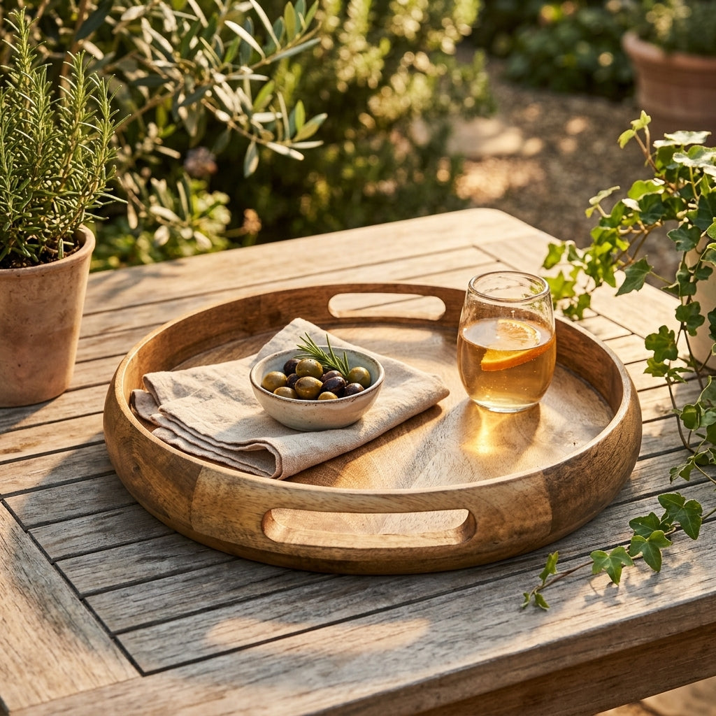 House of Avana Round Mango Wood Serving Tray Natural