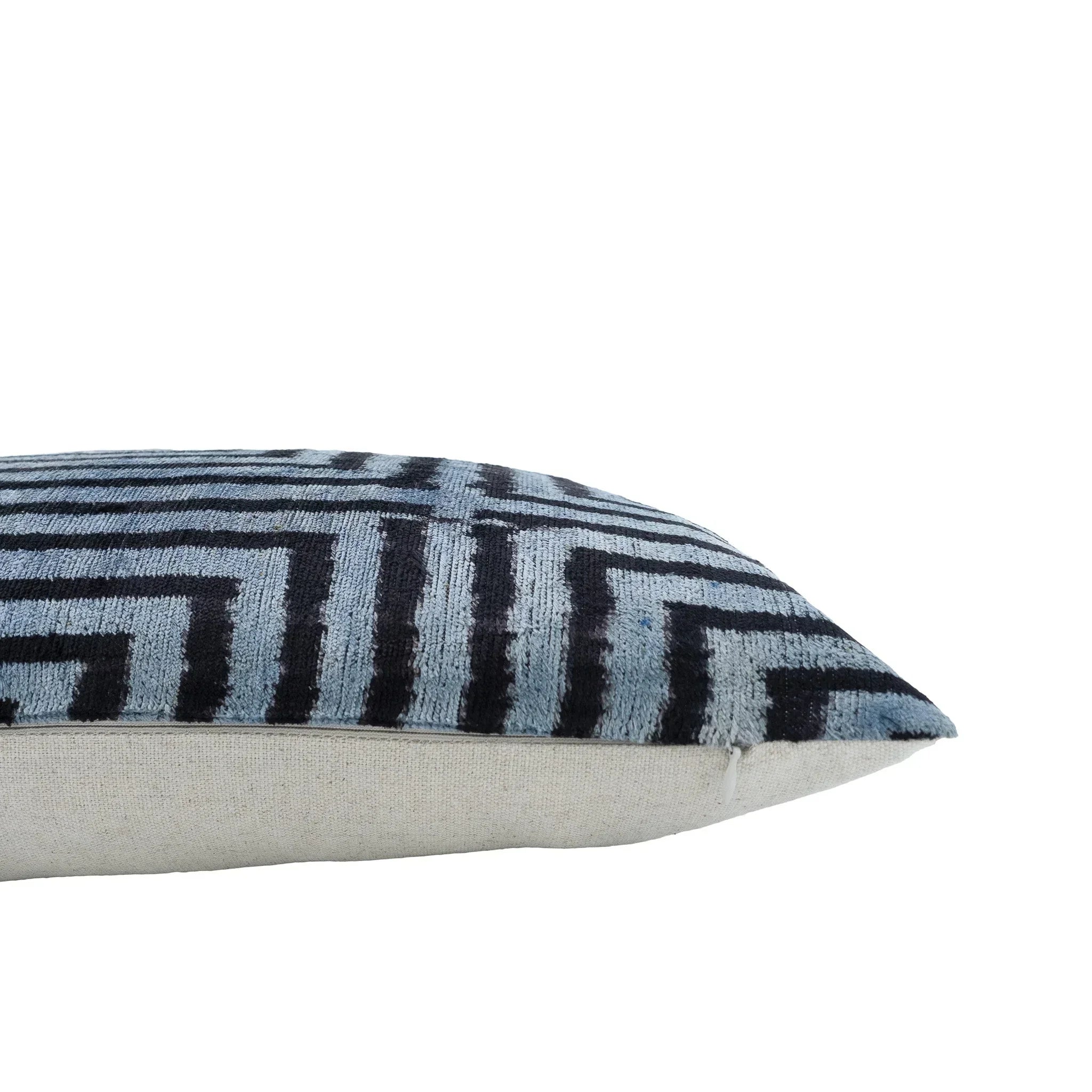 Manhattan Silk Velvet Ikat Throw Pillow Cover X 24, back view - House Of Avana