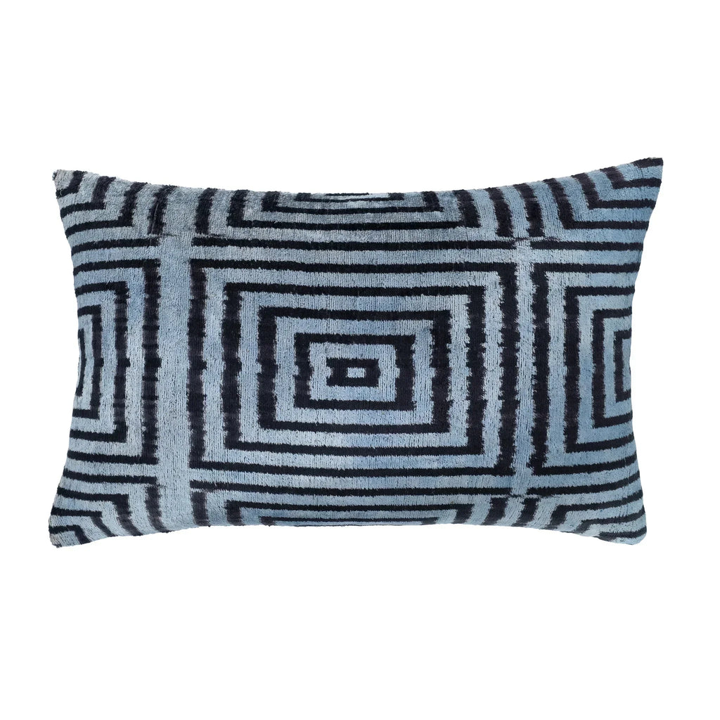 Manhattan Silk Velvet Ikat Throw Pillow Cover X 24, front view - House Of Avana